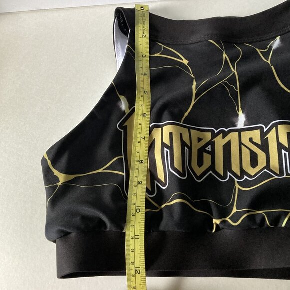 Forever Intensity Sports Bra, Size Medium, Black Gold Mesh Stretchy Electric - Picture 10 of 10